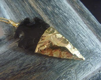 arrow obsidian gold plated over sterling necklace