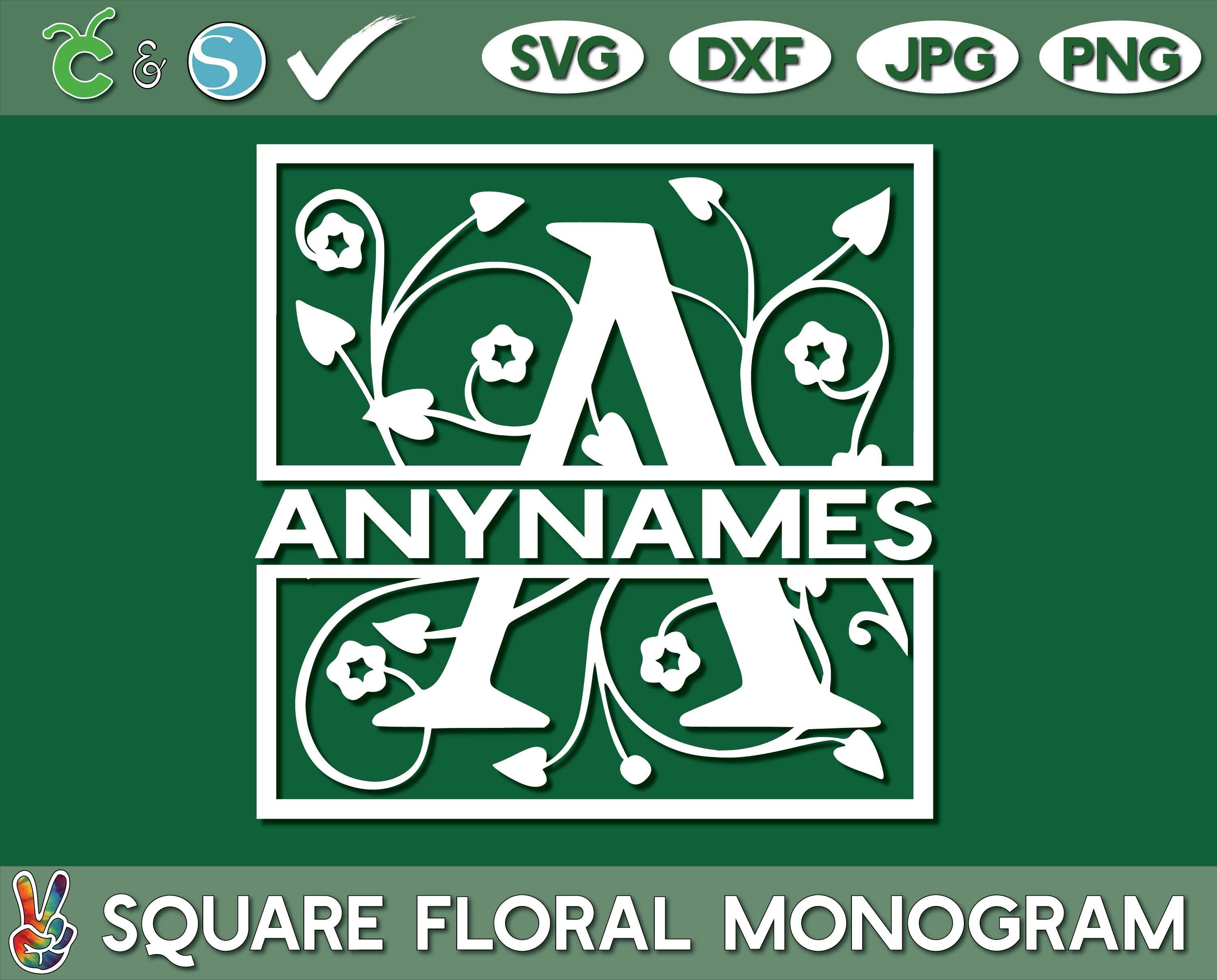 Download Square Floral Monogram SVG Square Family last Name Monogram
