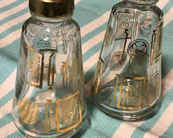 Mid Century Glass Salt and Pepper Shaker Set