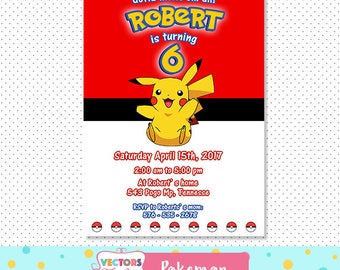 Pokemon Birthday Invitation Pokemon Invitation Pokemon Birthday Card Pokemon Party Pokemon GO Invitation Pikachu Pokeball Invitation