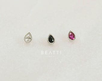 Tiny Teardrop Piercing, 925 silver, 18 Gauge, Cartilage earring, Tragus stud, Tragus earring, Helix, tiniest stud, ball screw earring