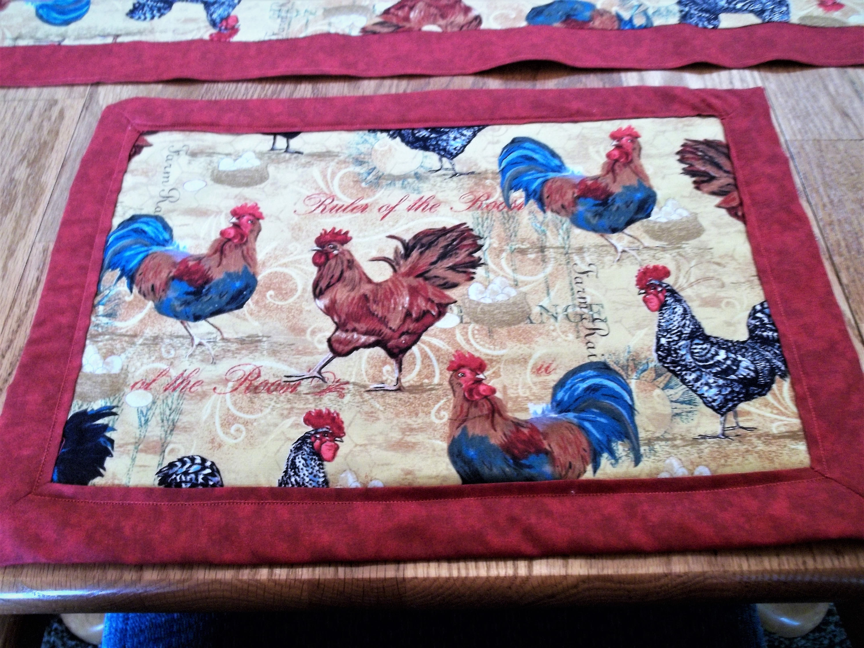 Rooster Place Mats Set of 4 Lined Place mats