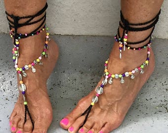 Barefoot sandals, foot jewelry, hippie sandals, anklet, boho sandals, beach sandals, festival shoes, Gypsy sandals, Yoga sandals