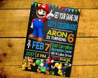 Super Mario Invitation- Super Mario Bros- Super Mario Birthday- Super Mario Invite- Super Mario Party- Super Mario Printable- Super Mario