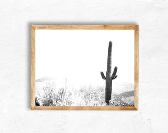 Instant Digital Download Saguaro National Park Cactus Photography Bohemian vintage black white Jungalow Print Wall Art DIY dorm apartment