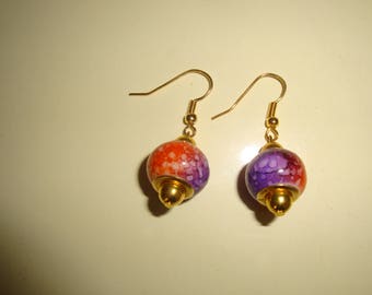 earring two-tone marbled purple and orange