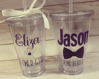 Flower girl Tumbler- Ring bearer tumbler-flower girl gift-ring bearer gift-bride party gift- bridal Party tumbler-bridesmaid gift