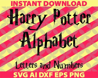 Harry Potter Letters SVG, Eps Ai Dxf Png Monogran Silhouete Cricut Clipart Decal