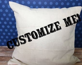 Customized Pillow Cover, Throw Pillow Cover, Text on Pillow Cover, Faux Linen Pillow Cover