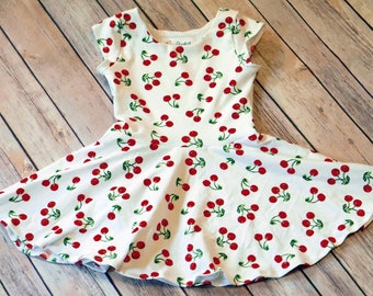 Cherry Dress. Toddler Dress. Little Girl Dress. Twirl Dress. Twirly Dress. Baby Dress. Baby Cherry Dress. Summer Baby Dress. Comfy Dress