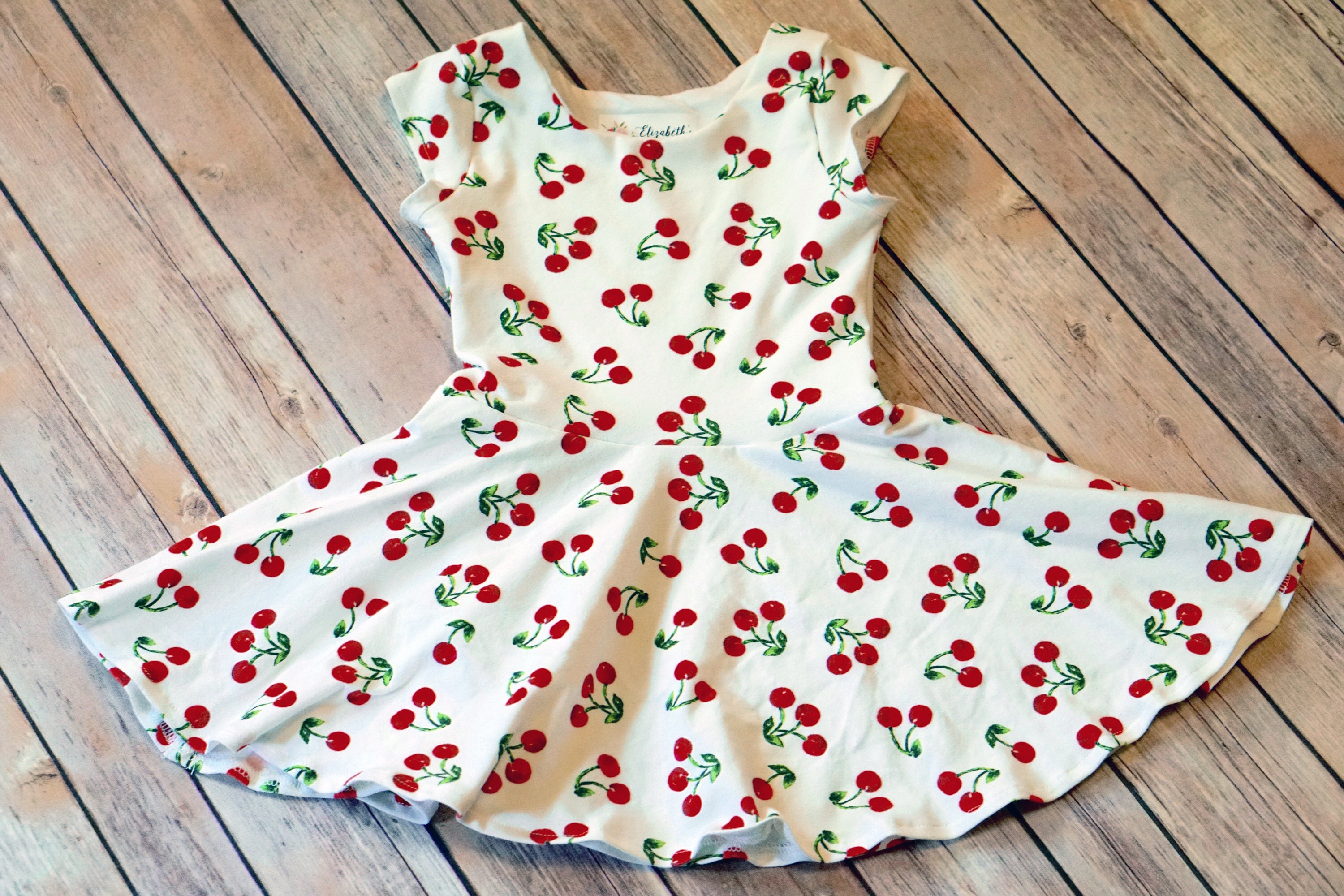 Cherry Dress. Toddler Dress. Little Girl Dress. Twirl Dress.
