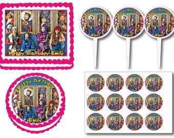 Descendants Birthday Party Edible Cake Cookie Toppers or Plastic Cupcake Pick Stickers Decoration Baking Supply