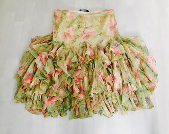 Vintage Ralph Lauren Silk Frill Skirt Size 4