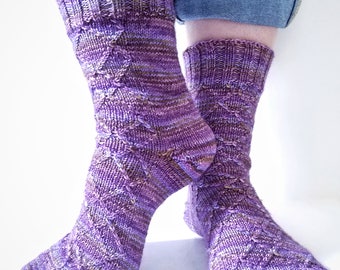 Knitting Pattern PDF Only - Cabled Argyle Socks Pattern, Knit Socks Pattern