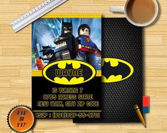 Lego Batman Birthday Invitation/Lego Batman Berthday Invite/Lego batman Invitations/Lego Batman Birthday Party/Batman Lego Invitation/Lego