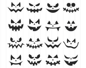 INSTANT DOWNLOAD - Pumpkin Faces Svg, Halloween Clipart, Halloween Svg Silhouette, Halloween Pumpkin, Pumpkin Faces Silhouette Svg,Halloween