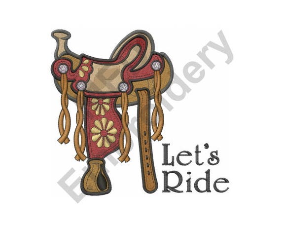 Saddle Machine Embroidery Design Horse Lets Ride