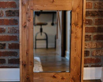 Rustic Wood-Framed Wall Mirror