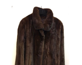 Sale 30% - fur - jacket mink (T38/40) chocolate brown - tailored - Jacktet (T38) chocolate Brown Mink collar - Notched collar