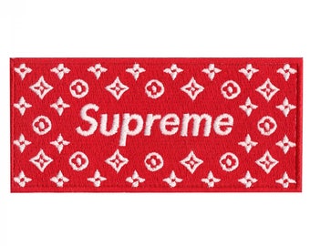 Red Supreme LV Box Logo Iron On Sew On Applique Embroidered Patch