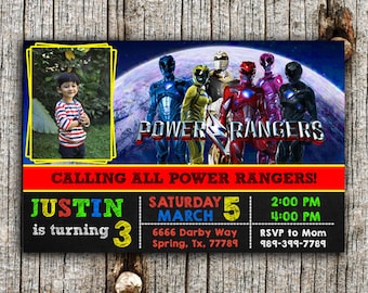 Power Ranger Invitation,Power Ranger Party,Power Ranger Birthday,Power Ranger Invite,Power Ranger Birthday Party,Power Ranger Card