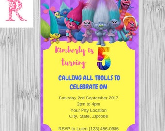 Printable, Digital, Trolls Invitation, Trolls Invitation Instant Download, Trolls Party, Trolls Girl Invitation, Trolls Diy Invitation, DIY