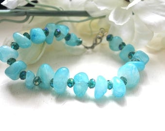 Blue pebble and Crystal bracelet.