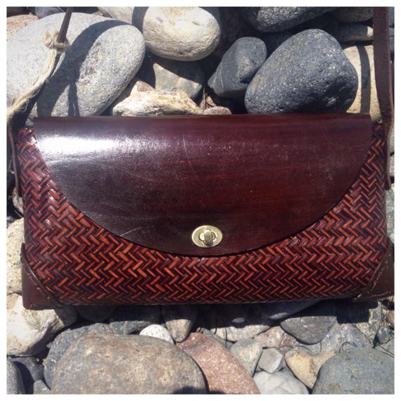 Handwoven Straw & Leather Bag with Strap Leather Clutch with