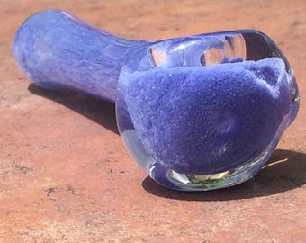 Blue Glass smoking pipe inside out frit cheap glass pipe