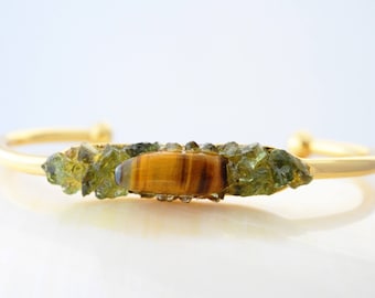 Energy Bracelet Tiger Eye Bracelet Fashion Jewelry Raw Stone Bracelet Protection Bracelet Peridot Bracelet Cuff Amulet Bracelet Bar Bracelet