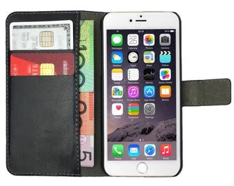 Black Premium Leather Flip Case Card Wallet and Stand Magnetic Cover for Apple iPhone 5, 5s, SE, 5c, 6, 6s, 6 Plus, 6s Plus, 7, 7 Plus