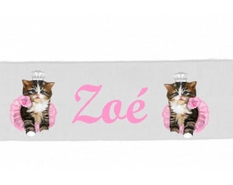 Girl white kittens personalized with name banner