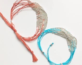 Bracelet multi strand turquoise or coral beads