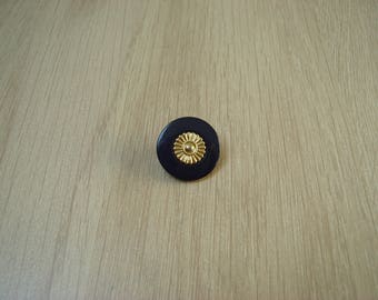 Navy Blue tail round button with Golden Sun