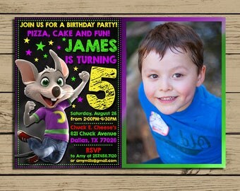 Chuck E Cheese Invitation * Chuck E Cheese Birthday Invite With Photo * Chuck E Cheese Birthday Party Invitations * Personalized * YOU PRINT