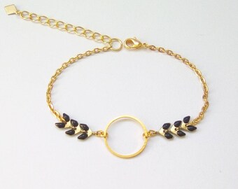 ORACLE - Brass Bracelet gold and black enameled chevron