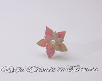 Ring 3D pastel cherry blossom pink and green