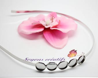1 headband with 5 cabochons 12mm silver matte-