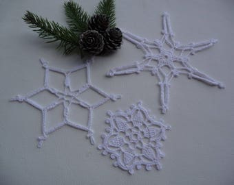 Small crocheted doilies handmade white cotton Christmas Decor