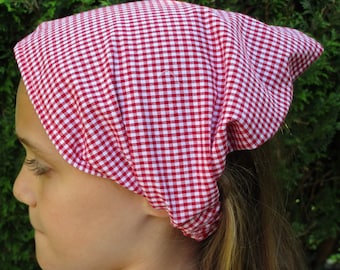 kerchief / scarf for girl's red gingham cotton
