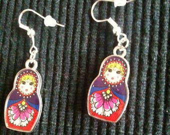 Red Russian doll earrings