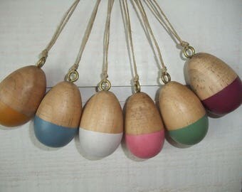 Set of 6 wooden eggs (n ° 3)
