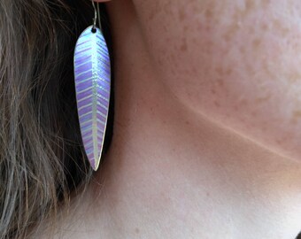 Titanium Feather Earring - Purple