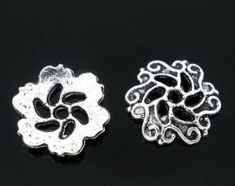 antique silver rosette 13x13mm 10 cups