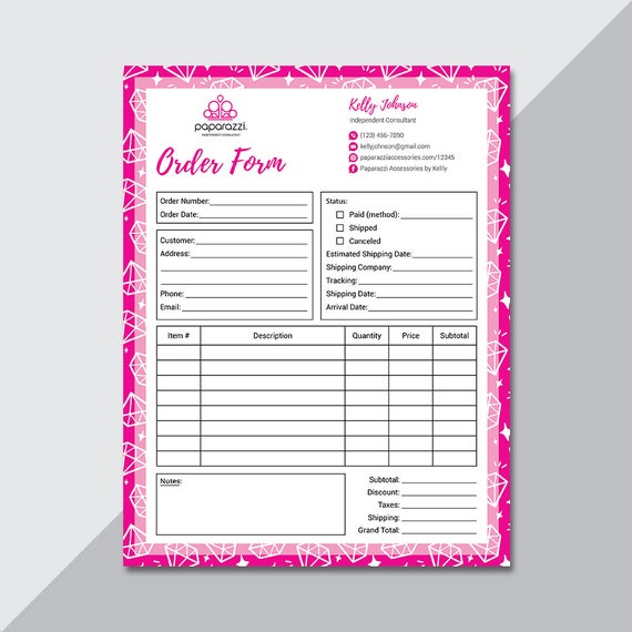 template invoice etsy Invoice Form Order Paparazzi Paparazzi Custom Accessories