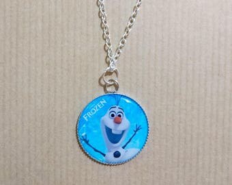 Unique necklace with cabochon resin epoxy Olaph frozen