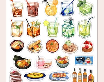 Colourful Summer Drink and food decorative stickers