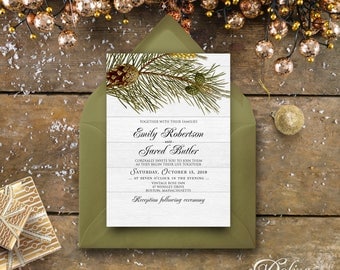 Rustic Tree Wedding Invitation Woodland Invitation Set