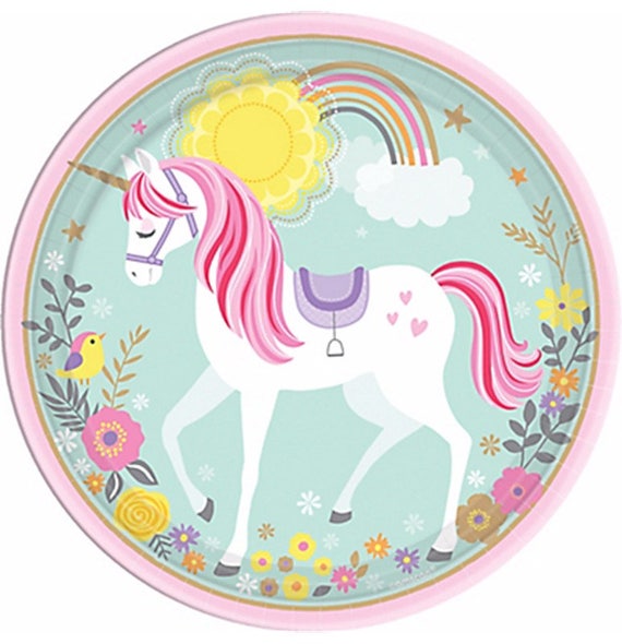 magical unicorn round edible cake image topper frosting icing