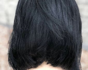Human Hair Short Wig| Black Straight Bobs| Short Wig| Bob Wig| Bob Lace Wig, Black Lace Wig, Short Blunt Cut, Swiss Lace, Brazilian wig